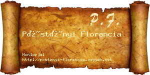 Pöstényi Florencia névjegykártya